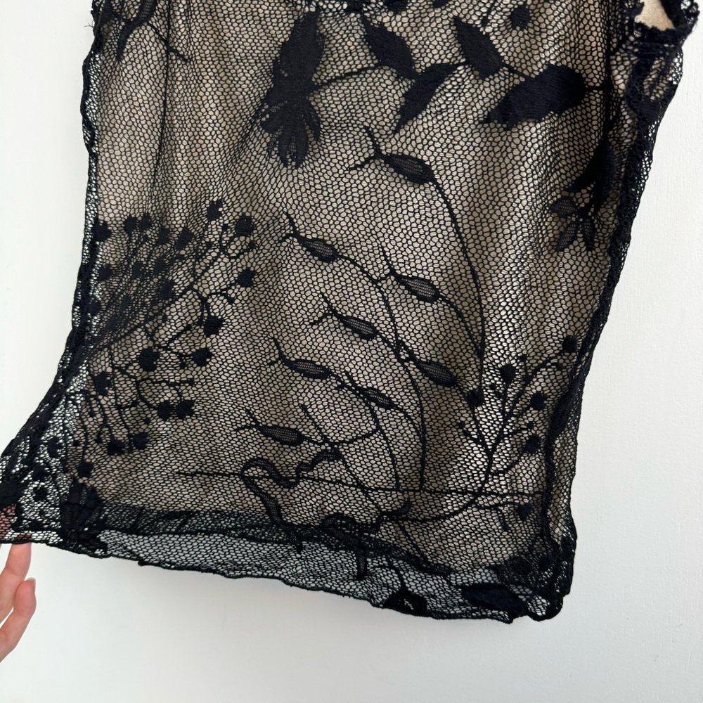 Vintage Y2K Black Lace Mesh Overlay Cami Tank Top Sz Medium - Picture 12 of 13